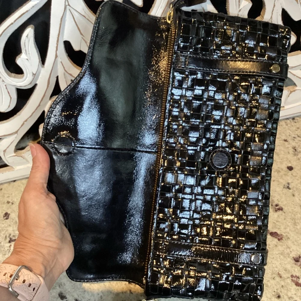 Elliot Lucca Black Leather Weave Bag
